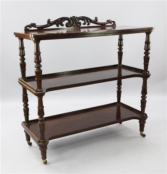 An early Victorian mahogany three tier buffet, W.4ft